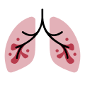 Impaired Mucociliary Clearance: An icon representing mucus buildup in the airways of the lungs